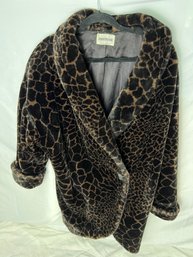Vintage Donnybrook Faux Fur Animal Print Coat - Made In USA