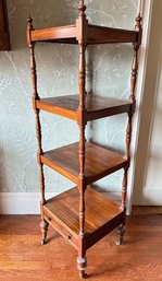 Vintage 4 Tier Etagere With Turned Spindles On Casters