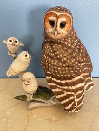 Franklin Mint George McMonigle Spotted Owl Bisque Porcelain Figure