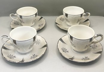 Set Of 4 Royal Crown Teacups & Saucers