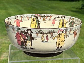 1907 Royal Doulton ' Pryde Goeth Before A Fall' Ice Skate Theme 9' Bowl Marked On Bottom