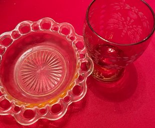 Vintage Bohemian Glass & Pink Depression Glass