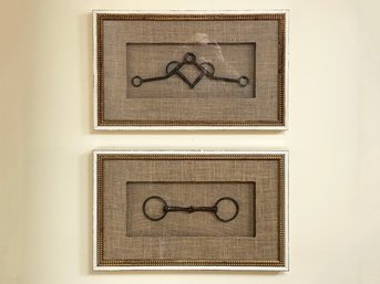 A Pair Of Framed Antique Horse Bits By Muse Interiors