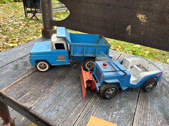 Blue Tonka All Metal Dump Truck And Jeep Snow Plow