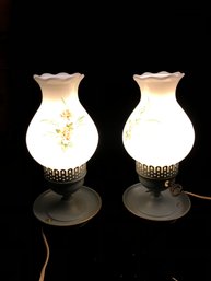 White Floral Globe Lamps