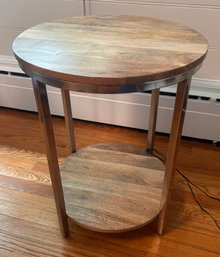 Two Tier Metal And Wood Accent Table