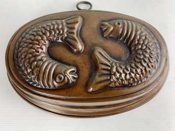 Antique Copper Oval Double Fish Mold
