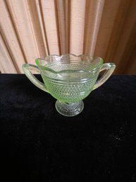 Double Handled Uranium Glass Sugar Bowl