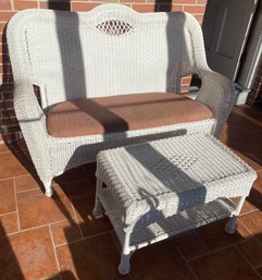 Faux Wicker Settee And Table