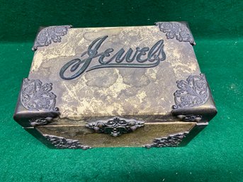 Antique Leather Covered Jewels Jewlrey Box With Wonderful Hardware. An Outstanding Piece! Yes Shipping.