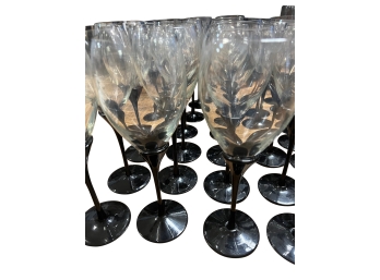 43 Pieces Of Contemporary Black Stemware