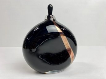 Steven Fellerman, Black Glass Perfume Bottle, Signed