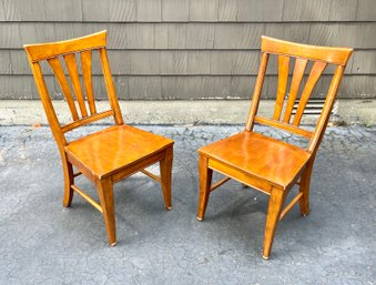 Pair Of Solid Wood Chairs