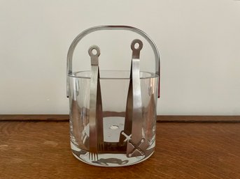 MCM Glass & Chrome Ice Bucket With Tongs