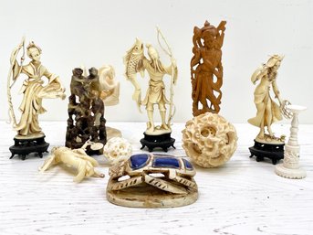 19th Century Bone Japanese Netsuke Carvings And More