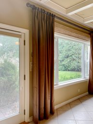 A Set Of Custom Draperies & Waterfall Natural Window Shade - Family Room