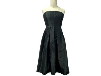 J Crew Strapless Black Silk Dress With Pockets - Size 6