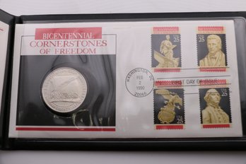 1987 $1 Silver Dollar Commemorative Coin With Stamps