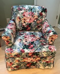 Lord & Taylor Slipcovered Arm Chair - Floral Or Gold Woven