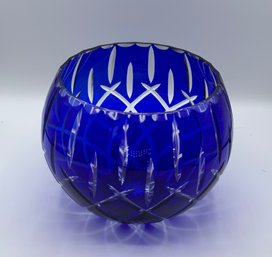 Gorgeous Lady Anne Crystal Cut To Clear Bowl/Vase  ~Sapphire Blue ~