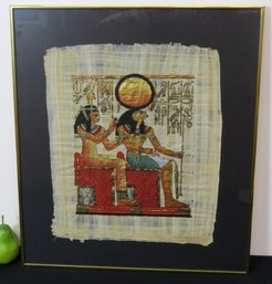 Framed Egyptian Papyrus Of Cleopatra And The Sun God Ra - Professional Framing