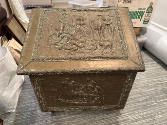 Brass Wood Box With Raised Design