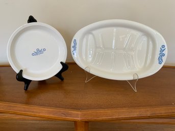 Two Cornflower Blue Cookware By Corning