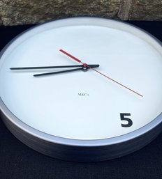 German Made Minimalist Five O' Clock Wall Clock By M & Co.