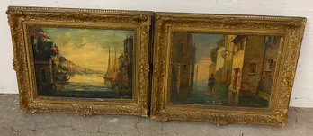Two 100 Year Old Venetian Classical Reproduction Paint Process' On Masonite