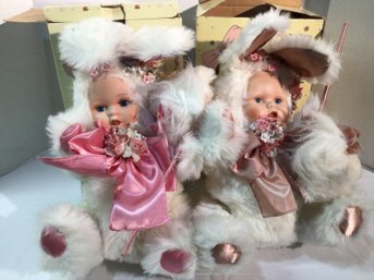 Two 17' Procelain Bunny Dolls