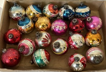 Large Grouping Of Vintage 1930s-1950s Mercury Glass Christmas Ornaments- Many Hand Painted