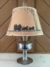 Vintage Table Lamp With Silhouette Decorated Shade