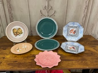 Lot Of Various Plates Including Bordallo Pinheiro, Three Rivers, Harker Ware, Etc.