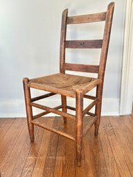 Vintage Ladderback Chair With Rush Seat