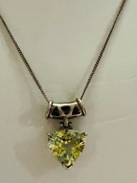 SIGNED STERLING SILVER TRILLIANT CUT CITRINE NECKLACE