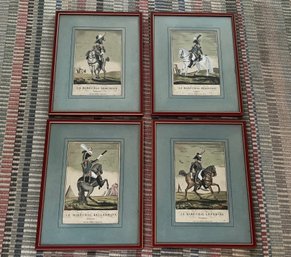 4PC Set Of Framed Prints Of French Military Commanders - Le Marechal Serurier, Perignon, Kellermann, Lefebvre