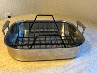 All Clad - Small Stainless Steel Roasting Pan With Rack