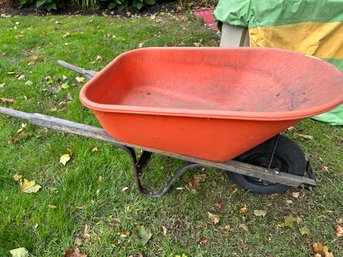 Orange Plastic Wheelbarrow