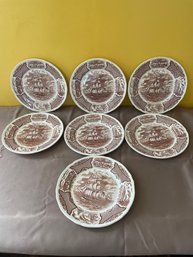 Seven Staffordshire Plates, 10.5'