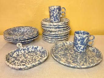 Collection Of Bennington Pottery Blue Agate Spatterware (18 Pc)