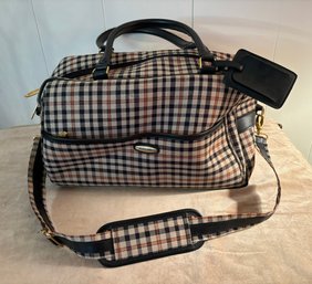 Tan Plaid Pierre Cardin Weekender Bag Travel Tote Duffle