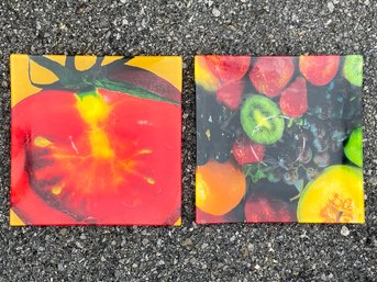 A Pair Of Modern Reverse Printed Glass Platters