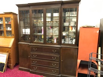 Very Nice Large Vintage Mahogany China Cabinet / Breakfront - 1910 - 1930 - Very Well Made - Needs Some Work