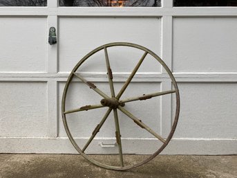 34'' Wooden Wagon Wheel With Steel Tread