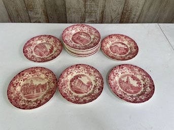 Huge Lot Of Wedgwood Harvard University Red Plate Set Of 18