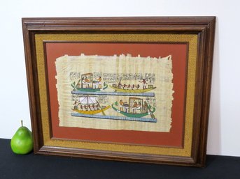 Framed Papyrus Of Boats On The Ancient River Nile In Egypt