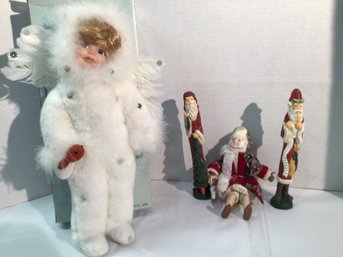 Angel Coll And 3 Christmas Figures