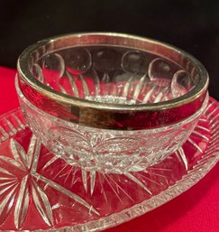 Glass & Silver Bowl And Tray