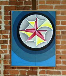 Vintage Geometric Abstract Acrylic On Canvas Painting By Doris Carter