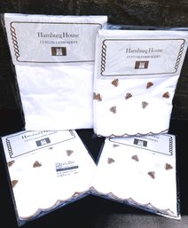 Hamburg House Egyptian Cotton, Embroidered Scattered Golden Bee King Sheet Set W Fitted, Flat & Pillowcases